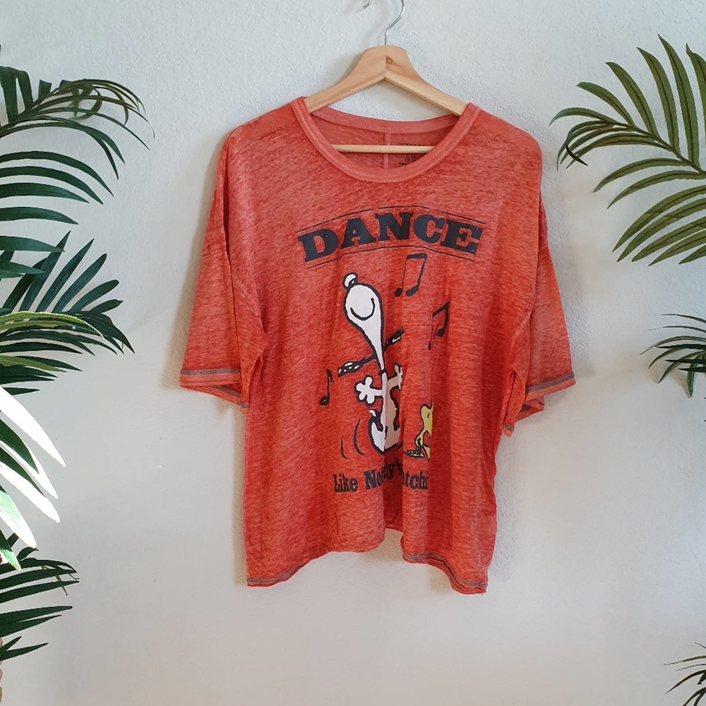 Peanuts Womens Size 16 Dance Like Nobody's Watching Orange Tshirt Sleepwear